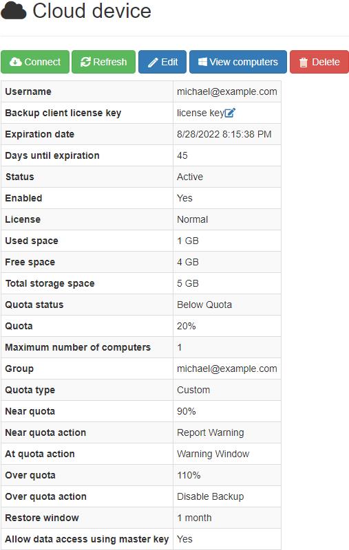 Cloud Storage Account Details