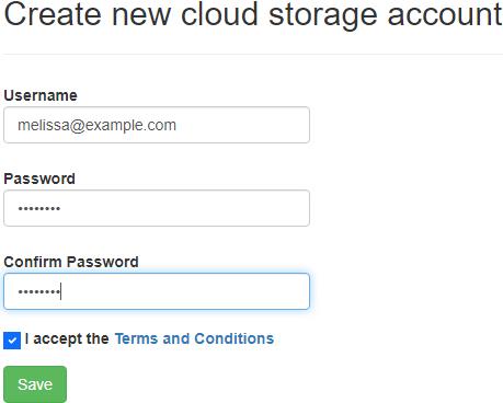 Create Cloud Storage Account without a license key as User