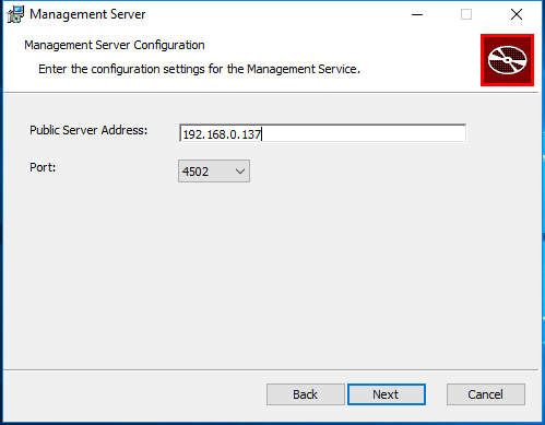 Management Server Configuration Dialog